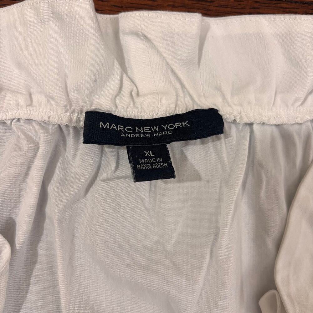 Marc New York Andrew Marc White Ruffle Neck Short Sleeve Top Women's Size XL - Picture 3 of 6